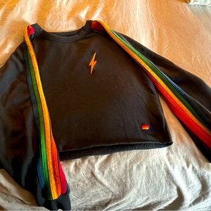 Aviator Nation classic cropped striped sweatshirt